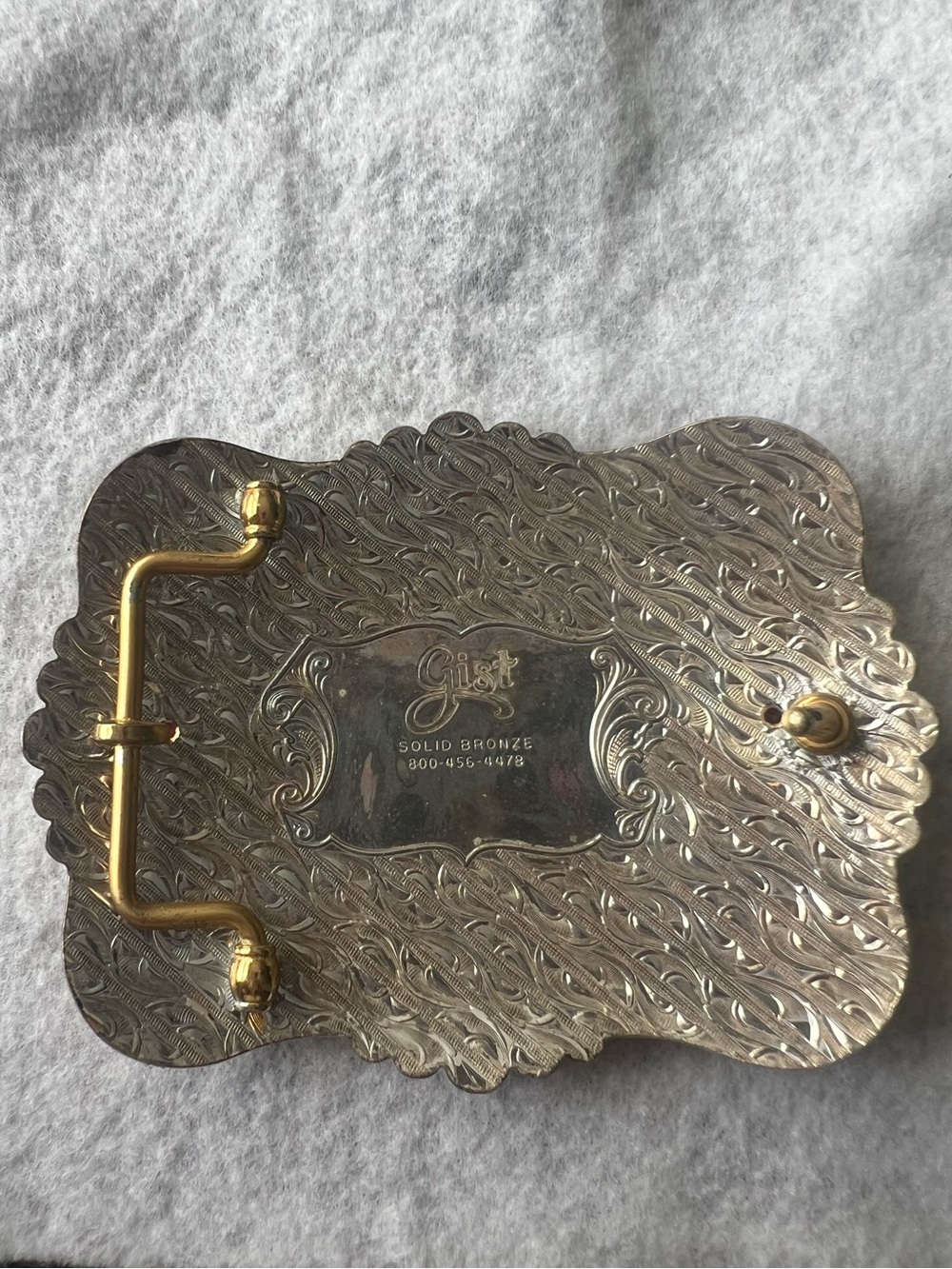 Gist Solid Bronze Western Belt Buckle - Gold & Silver Tone - Picture 2 of 2